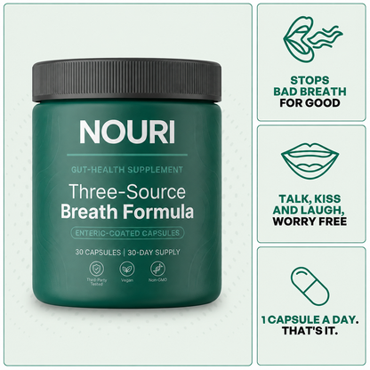 NOURI – Three-Source Breath Formula (Gut · Mouth · Liver)